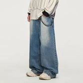 Wide Baggy Washed Straight Jeans